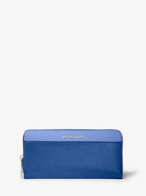 Michael Kors Blue Leather Bedford Continental Wallet Michael Kors