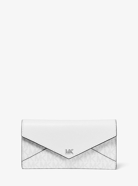 Large Logo and Leather Envelope Wallet - WHITE COMBO - 32T9SF6E9B