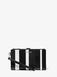 Adele Striped Leather Smartphone Wallet - BLACK/WHITE - 32T9SFDW3T