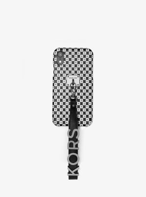 Checkerboard Leather Wristlet Case For iPhone XR Michael Kors