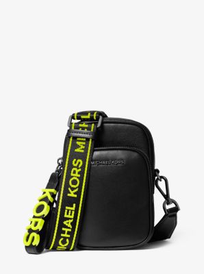 Michael, Bags, Michael Michael Kors Mercer Medium Leather Logo Tape Accordion  Crossbody Bag