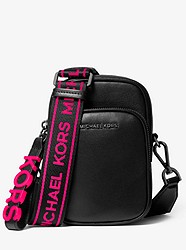 Medium Leather Neon Logo Tape Crossbody Bag - BLACK - 32T9UF5C6L