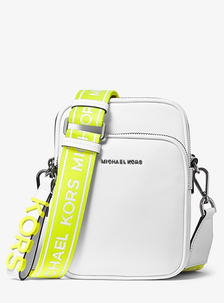 Medium Leather Neon Logo Tape Crossbody Bag - OPTIC WHITE - 32T9UF5C8L
