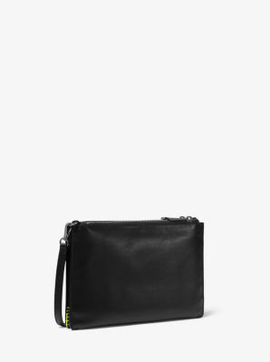 Adele Newsprint Logo Leather Crossbody Bag