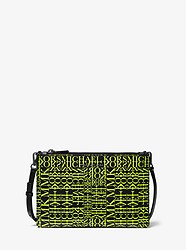 Adele Newsprint Logo Leather Crossbody Bag - BLACK/NEON YELLOW - 32T9UF5C9Y