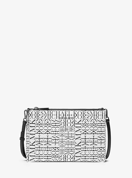 Adele Newsprint Logo Leather Crossbody Bag - OPTIC WHITE/BLK - 32T9UF5C9Y