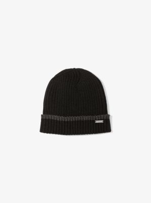 Ribbed Knit Beanie in BLACK | Michael Kors