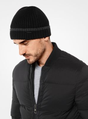 Ribbed Knit Beanie in BLACK | Michael Kors