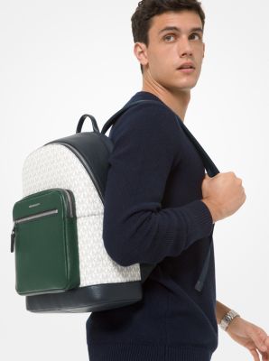 Hudson Color-Block Logo and Leather Backpack