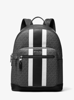 Michael Kors Black and White Rhea Zip Medium Backpack at FORZIERI