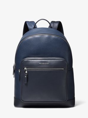 Hudson Pebbled Leather and Logo Stripe Backpack