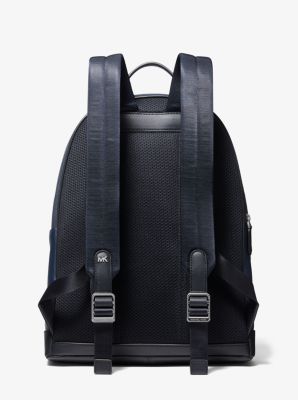 Michael Kors Mens Black Hudson Slim Pebbled Leather Backpack