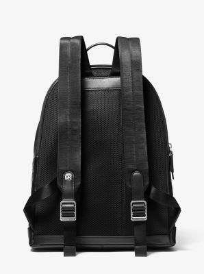 Debossed leather backpack