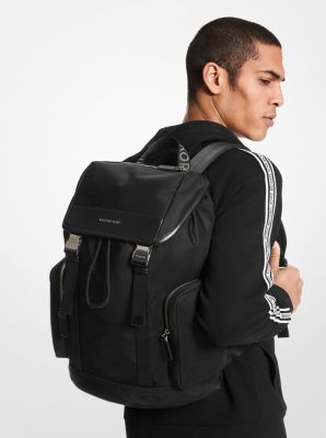 Michael Kors Men's Hudson Crocodile Embossed Leather and Logo Backpack - Black