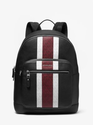 Hudson Pebbled Leather and Logo Stripe Backpack | Michael Kors