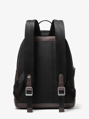 MICHAEL KORS MENS Hudson Pebbled Leather and Logo Stripe Backpack