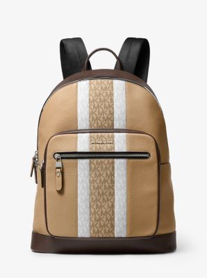 Hudson Pebbled Leather and Logo Stripe Backpack | Michael