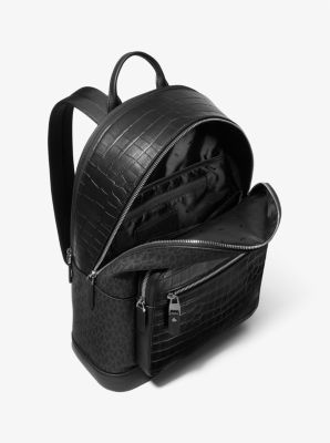 Hudson Crocodile Embossed Leather and Logo Backpack | Michael Kors