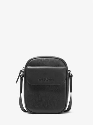Hudson Pebbled Leather Smartphone Crossbody Bag in BLACK | Michael Kors