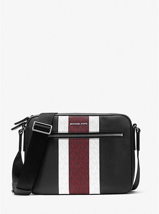 Hudson Pebbled Leather and Logo Stripe Camera Bag image number 0