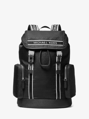 Michael Kors Black/White Nylon and Leather Kent Backpack Michael