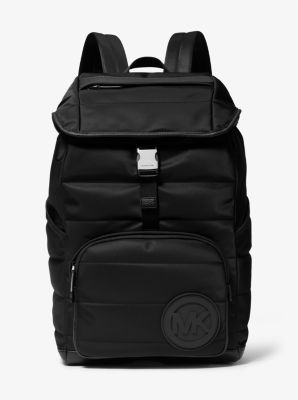 Leather-Trimmed Recycled-Nylon Backpack