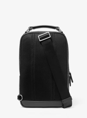 Lacoste black mini laptop messenger bag men