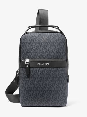 Pre-owned Michael Kors Backpack Men Hudson 33u2lhdb2l Black Lined