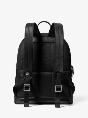 Men's Black Embossed Leather Backpack