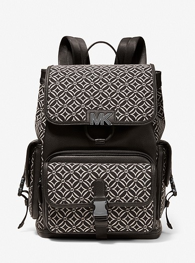 for Men Michael Kors Hudson Logo Jacquard Crossbody Bag in Black/Light Cream Mens Messenger bags Michael Kors Messenger bags Grey 