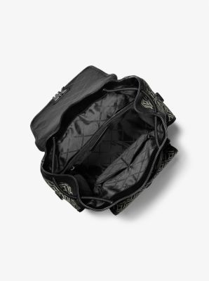 Hudson Logo Jacquard Backpack in NEGRO/CREMA CLARO | Michael Kors