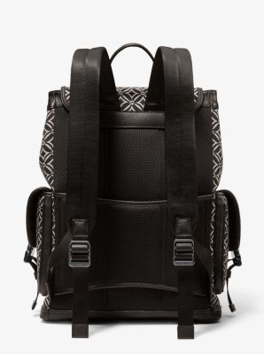 Hudson Logo Jacquard Backpack in BLACK/LIGHT CREAM | Michael Kors