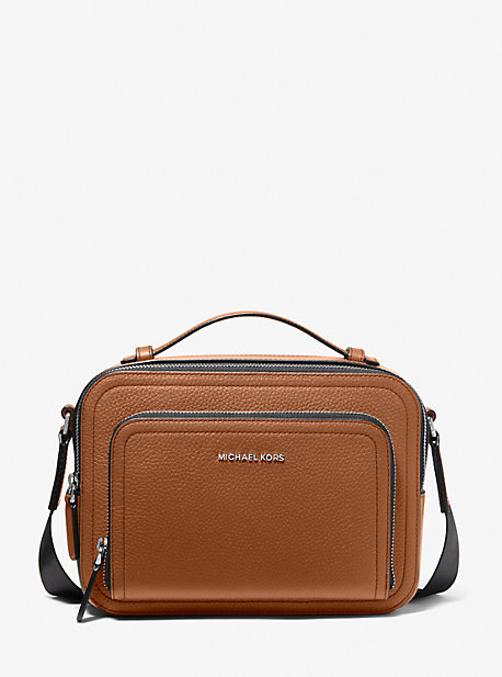 MK Hudson Pebbled Leather Crossbody Bag - Luggage Brown - Michael Kors