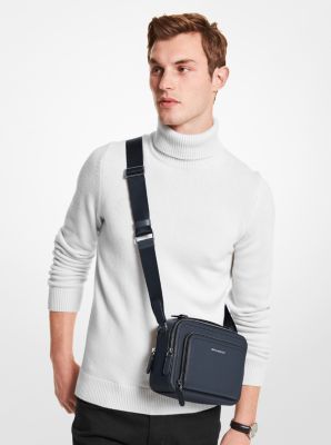 Michael Kors Black Hudson Pebbled Leather Crossbody Bag