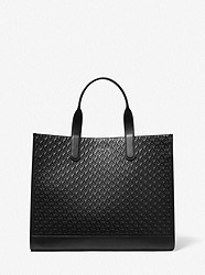 Hudson Logo Embossed Leather Tote Bag - BLACK - 33F2LHDT9L