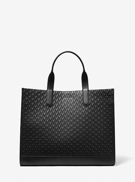 Hudson Logo Embossed Leather Tote Bag - BLACK - 33F2LHDT9L