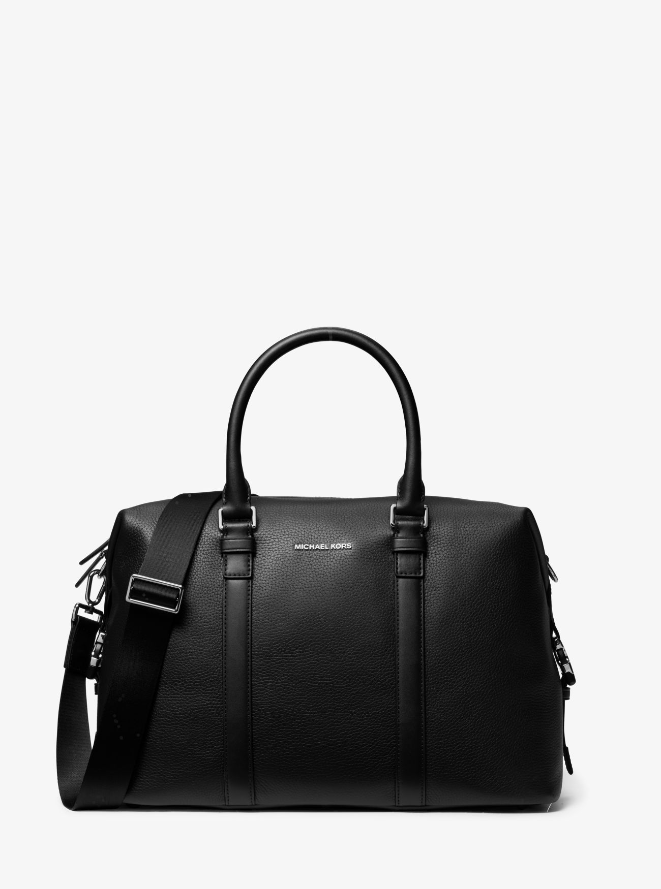 MK Hudson Medium Pebbled Leather Duffel Bag - Black - Michael Kors