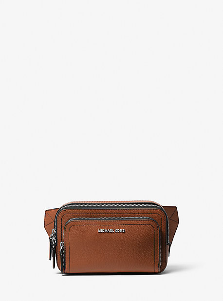MK Hudson Small Pebbled Leather Sling Pack - Luggage Brown - Michael Kors