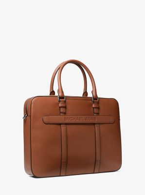Varick Large Leather Briefcase in LUGGAGE | Michael Kors