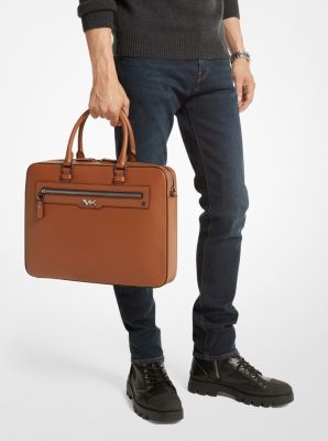 Varick Large Leather Briefcase in LUGGAGE | Michael Kors