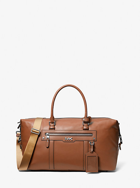 MK Varick Leather Duffel Bag - Luggage Brown - Michael Kors