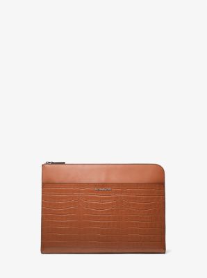 Hudson Crocodile Embossed Leather Laptop Case image number 0