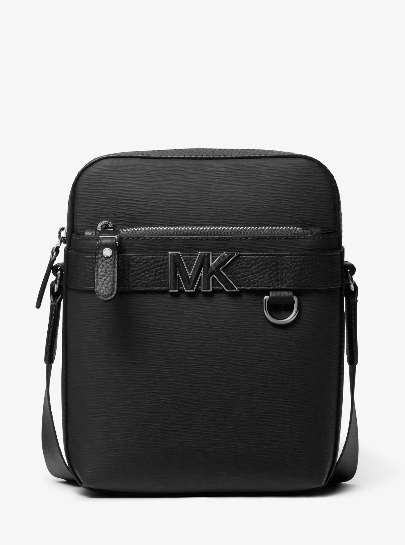 MK Hudson Leather Flight Bag - Black - Michael Kors