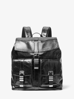 MK Darrington Large Crackled Leather Backpack - Black - Michael Kors Michael Kors Mens