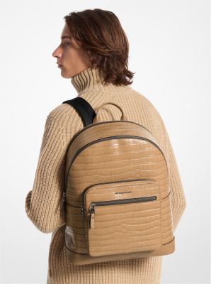 Hudson Crocodile Embossed Leather Commuter Backpack