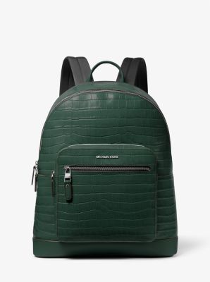 Hudson Crocodile Embossed Leather Commuter Backpack image number 0