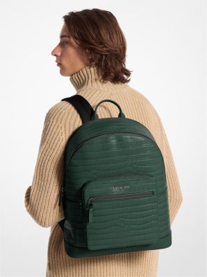 Thumbnail - MK Pendlerrucksack Hudson Aus Leder Mit Krokodilprägung - Grün - Michael Kors