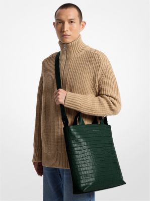 Hudson Crocodile Embossed Leather Tote Bag