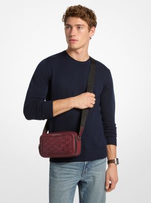 Bandolera Hudson de piel pulida con logotipo en relieve