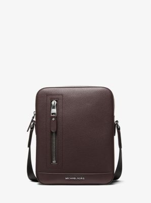 Michael Kors Hudson Pebbled Leather Flight Bag In Brown